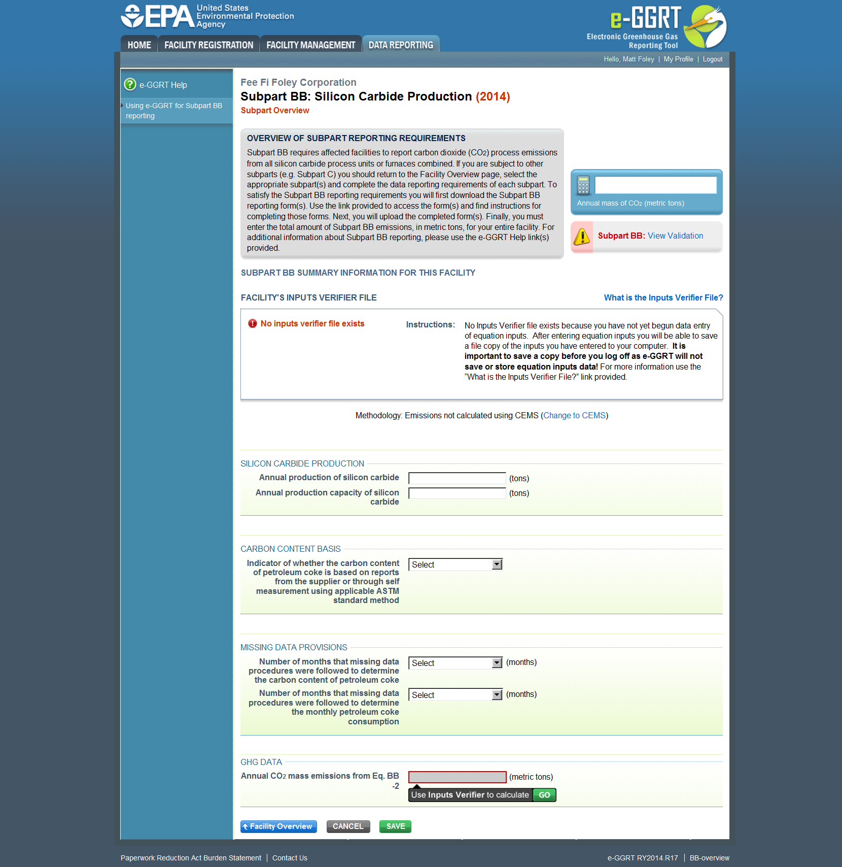 Subpart BB: Emissions Not Calculated Using CEMS